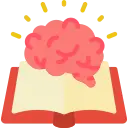 Gehirn über offenem Buch – Symbol für Lernen, Wissen, Bildung und Kreativität